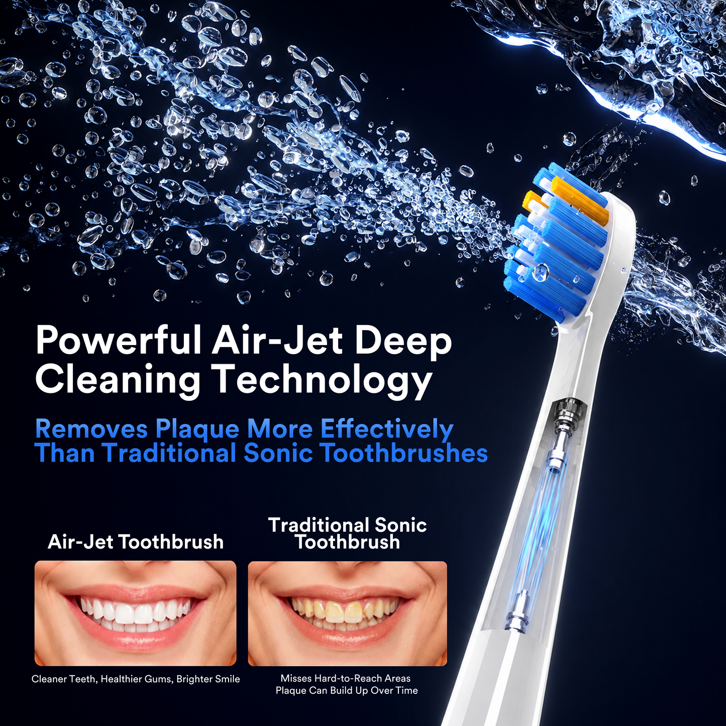 YHARMONY Air-Max 68kHz High-Frequency Dual-Pulse Electric Toothbrush for Stubborn Stains, Deep Cleaning