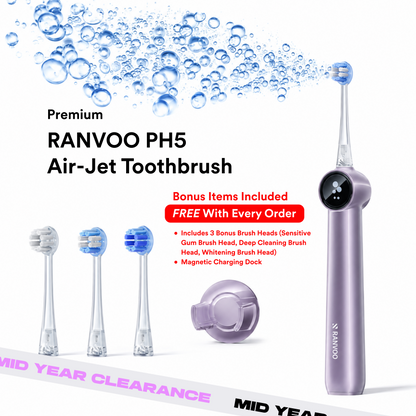 2026 Edition- RANVOO PH5 Zero-Vibration Premium Air Jet Toothbrush for Sensitive Gums