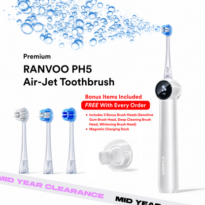 2026 Edition- RANVOO PH5 Zero-Vibration Premium Air Jet Toothbrush for Sensitive Gums