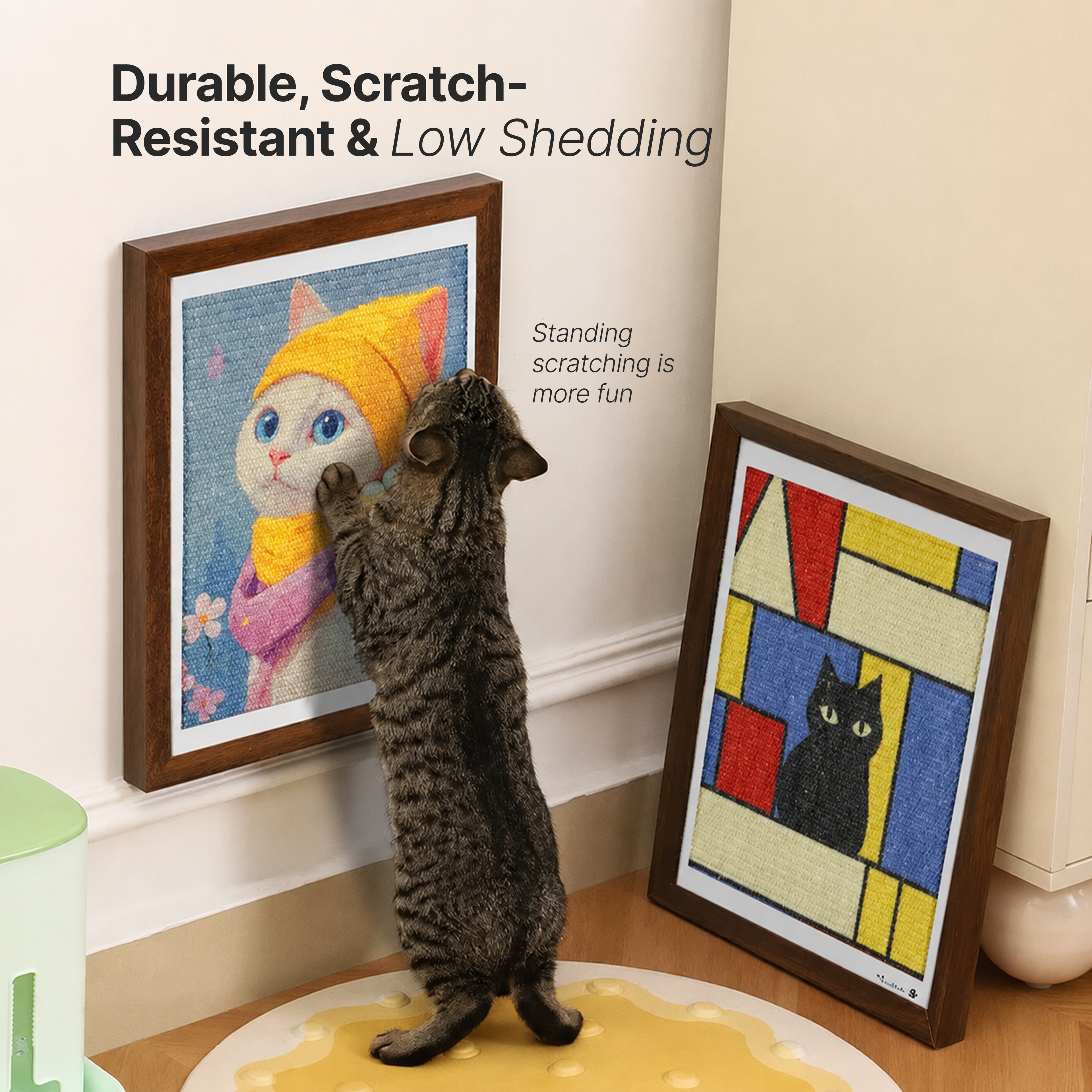 Vintage Oil Painting Cat Scratching Board